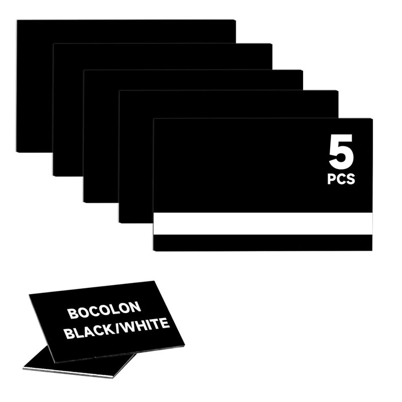 Bocolon 5 PCS Laser Engraving Double Color ABS Plastic Sheet,Two-Tone Laserable Engraving Plastic Sheets for Name Badge,Office Label,Laser Artistic Product,Size 7.8" x 11.73",Black/White - Image 1